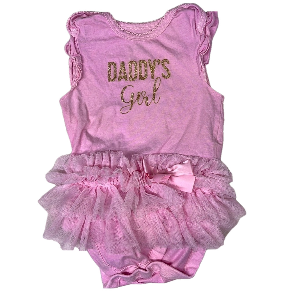 Daddy's Girl Pink Tulle Baby Dress-Style Bodysuit